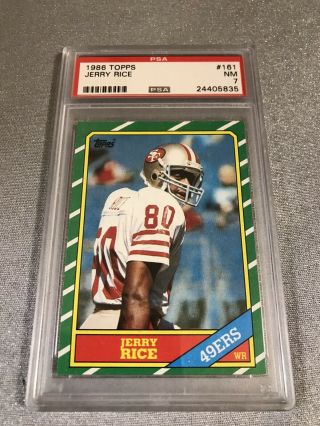 1986 Topps Jerry Rice Rc Rookie 161 Psa 7 Nm