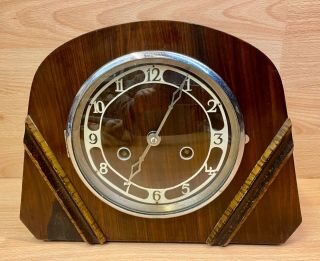 Vintage Rosewood Case Key Wound Mantle Clock.
