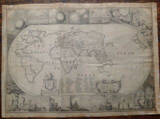 Circa 1690 A Map Of All The Earth J Moxon,  King Charlesii & California As Island