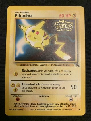 Pikachu 4 Wb Gold Stamped Black Star Promo Vintage Pokémon Card Ex