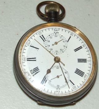 Antique Victorian Swiss Chronograph 17 Jewel Pocket Watch W/ 30 Minute Register