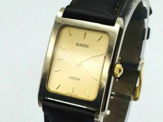 Rado Watch Diastar 153.  0396.  3 Rectangular Quartz 18k Gold Plated T2343