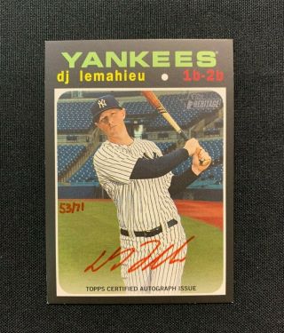 Dj Lemahieu 2020 Topps Heritage High Red Ink /71 Autograph Yankees