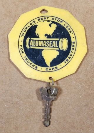 Vintage Ladies Gas Station Restroom Key Tag – Adv For Alumaseal Car Adv