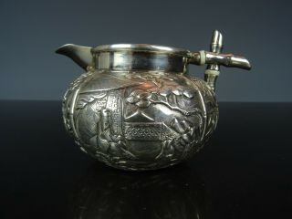 Fine Chinese Export Silver Milk Jug - Figures/dragon - 19th C.  Marked