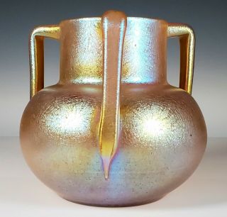 Antique Loetz Austria Czech Art - Glass Tri - Handle Vase