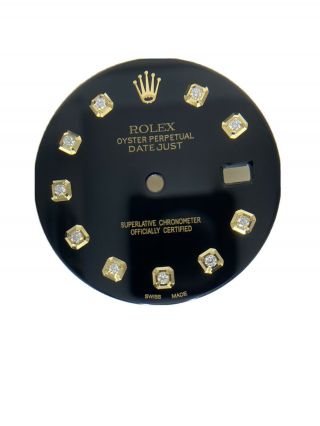 Rolex Mens Black Datejust Two Tone 36mm Diamond Dial