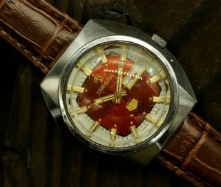 Vintage Retro Swiss Tressa Lux Crystal Automatic Watch 1970s Cal As 5206