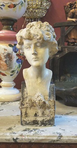 Antique Willy Schmidt Art Nouveau Bust Of Woman,  Signed