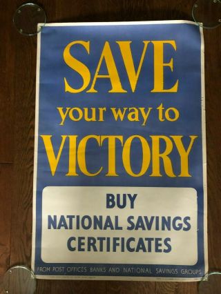 Vintage World War 2 Post Office Poster " Save Your Way To Victory "