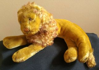 Vintage German Steif Lion Stuffed Reclining Toy