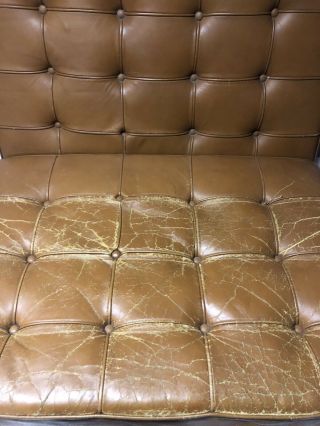 Knoll Mies Van Der Rohe Barcelona Leather Chair Cushion Set Vtg Mid Century DWR 2