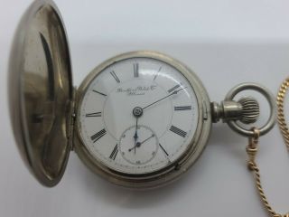 Antique 1883 Rockford Victorian Key Wind 15j Silver Full Hunter Pocket Watch 18s
