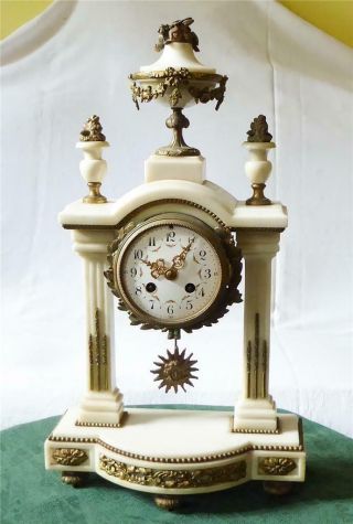 Fine Quality Antique 19th Century French Marble And Gilt Metal Mantel Clock