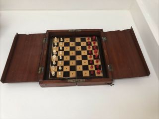 Antique English Victorian Travel Chess Set