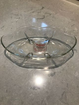 Vintage Mid Century Graphic Badcock Furniture Advertising Dish 1958 Clear Glass