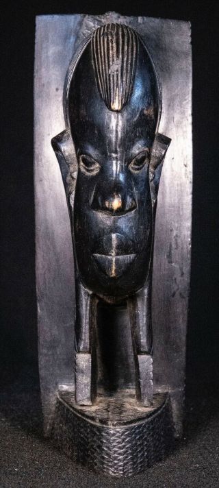Vintage Heavy Ebony Wood Hand Carved African Head