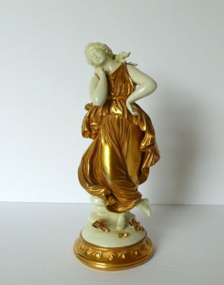Antique Italian Capodimonte Lady Porcelain Gold Figurine 8 3/4 "