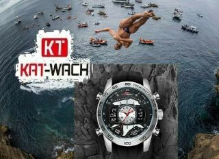 Kat - Wach Mens Chronograph Water Sports 50m Driving Waterproof Silicone Strap Uk