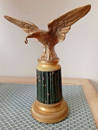 19th C Marble And Bronze French Style Pocket Watch Holder Featuring Gilded Eagle