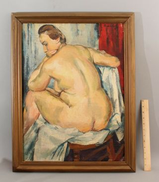 Antique Orig Frederick Buchholz Post - Impressionist Nude Woman Portrait Painting