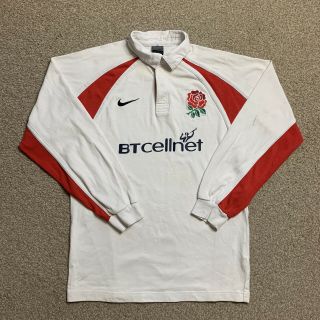 Nike England Rugby Jersey Home Kit Long Sleeve Polo Shirt Vintage S
