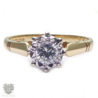 Antique English Solid 18ct Gold Diamond Solitaire Engagement Ring Circa 1942