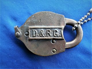 Antique Vintage D & R G Depot Track Machinery Tool Cart Padlock Key Lock