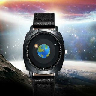 The Rotation Of The Earth,  Moon And Sun Wrist Watch For Men Women Fashion Luxe