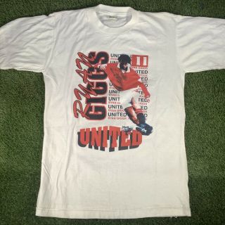Medium Mens Retro Ryan Giggs Man Utd Tshirt - Vintage Early 90s Shirt