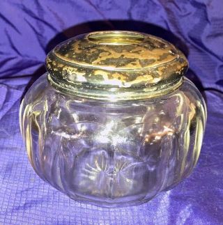 Rp3014 Antique Vtg Victorian Vanity Cut Glass Hair Receiver Saver Keeper Jar