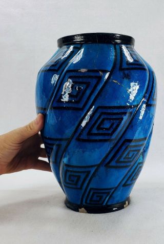 Large Vintage Antique Art Deco French Edmond Lachenal Ceramic Art Pottery Vase 2