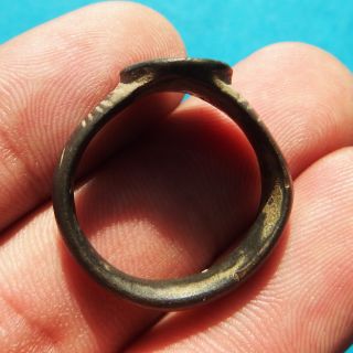 AUTHENTIC MEDIEVAL BIZANTINE BRONZE RING WITH HANDCARVED MARKS 3
