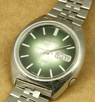 Seiko 5 Actus 6106 - 8670 Japan Green Dial Vintage Mechanical Automatic Watch 38mm