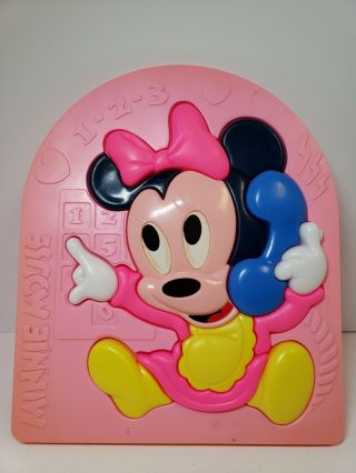 Rare Complete Arco 1980s Vintage Baby Minnie Mouse 3d Puzzle Plastic Tray Phone