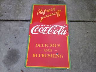Vintage Antique Coca - Cola Porcelain Sign (1920 