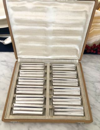 Christofle Art Deco Silver Plated Set 12 Knife Rest " Odulation " By Luc Lanel