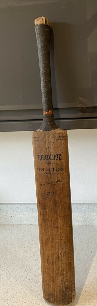 Vintage Slazenger Gradidge Cricket Bat Len Hutton Autograph - Made In England