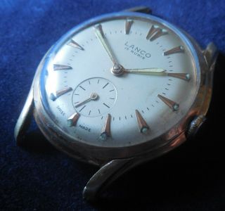Vintage 1950s Lanco 15 Jewels Swiss Made Running Wristwatch