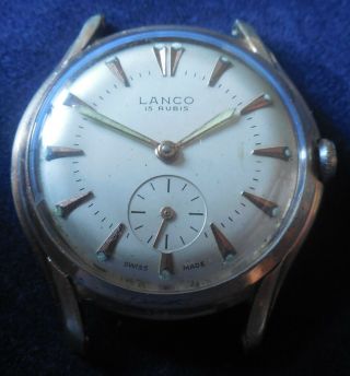 Vintage 1950s LANCO 15 Jewels Swiss Made Running Wristwatch 3