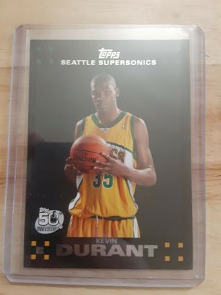 2007 - 08 Kevin Durant Topps 50th Anniversary Black Border 112 Rookie Nets