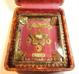Antique Reliquary Box W/ 1st Class Relic To Saint Bridget Of Sweden