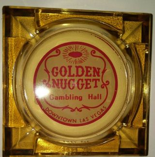 Vintage Golden Nugget Hotel & Casino Ashtray Clear Amber Glass - Las Vegas