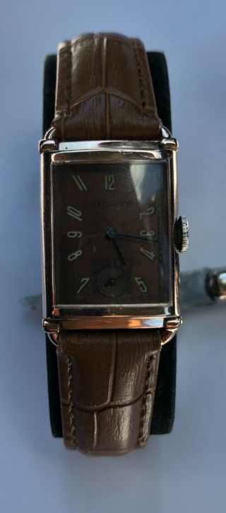Vintage Bulova Coffin Case Watch 21 Jewels Adjusted Swiss 7ah Gold Filled Ny
