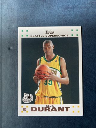 2007 - 08 Kevin Durant Topps 50th Anniversary White Rookie Card Rc 2 Psa 10