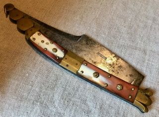 Antique Navaja Knife Horn Handle Rattlesnake Tail Haudeville Blade France 19th C