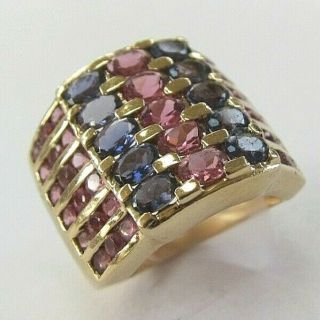 Vintage Tanzanite & Pink Tourmaline Ring,  10.  8 Grams,  14k Gold,