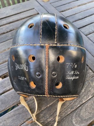 Awesome Old Antique 1930’s Spalding All Black Leather Football Vintage Helmet