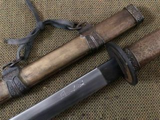 Collectable Japanese Samurai Sword Katana Signed Sharp Blade Brass Saya