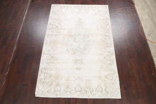 Antique Muted Distressed Kirman Geometric Area Rug Hand - knotted Oriental 6x10 ft 2